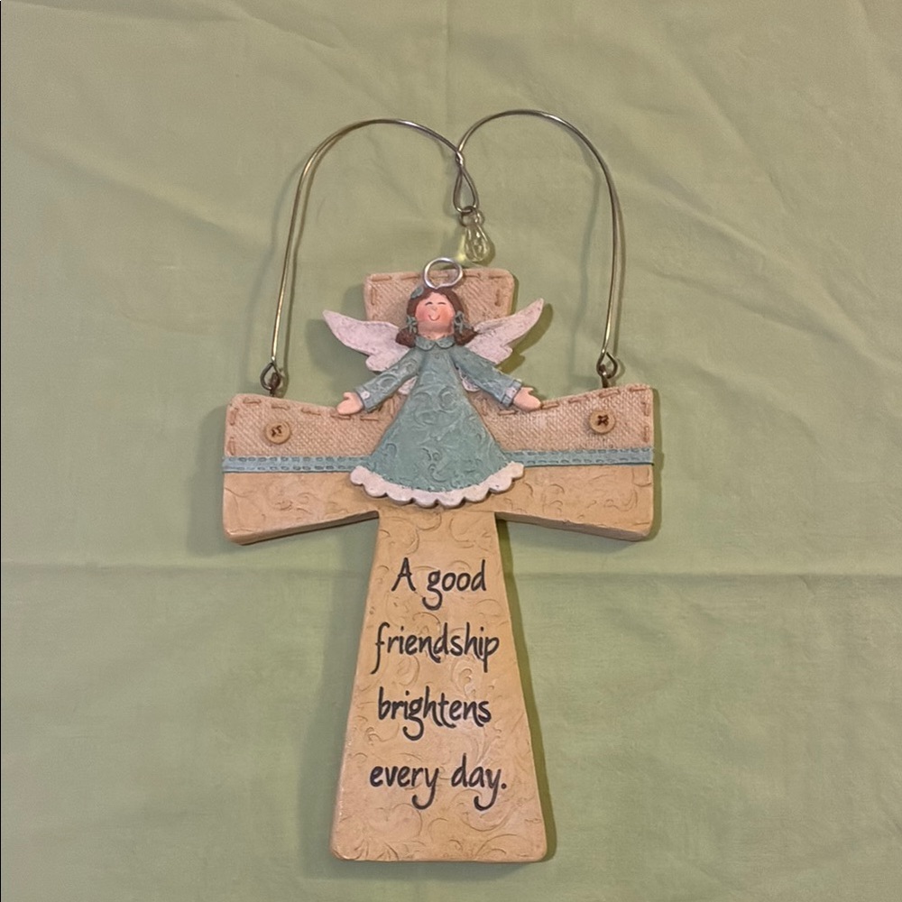Decorative Cross with Angel and Friendship Quote